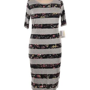 Lularoe Graphic Stripes Gray Casual Dress S/XL NWT